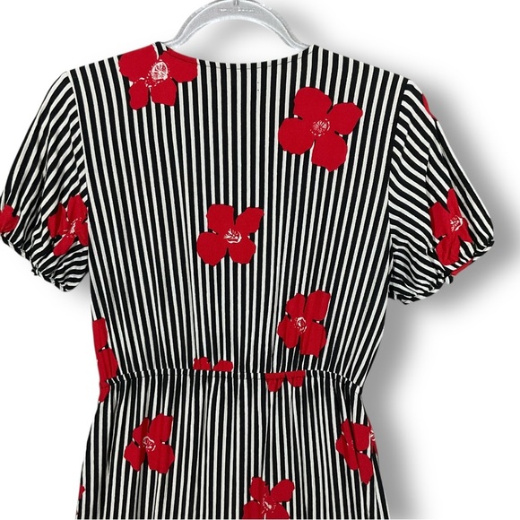 Madewell Candied Orchids Dress Sz 8 Floral Ruffle Whimsy Flowy Black Red - Picture 8 of 11